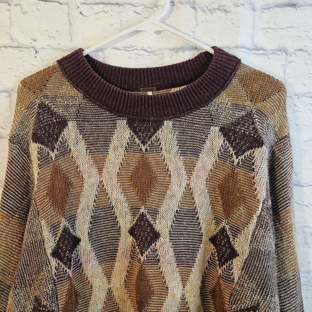 Free People Diamond Days Sweater Wool Mohair Grandpa Cottage Retro Size Large - Picture 2 of 6